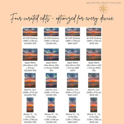 15 Nov 2025 Divine Sunrise Wallpapers – 4 Artistic Moods | iPhone, Samsung, iPad, Desktop (4K, HD) - Geometry From The Sun