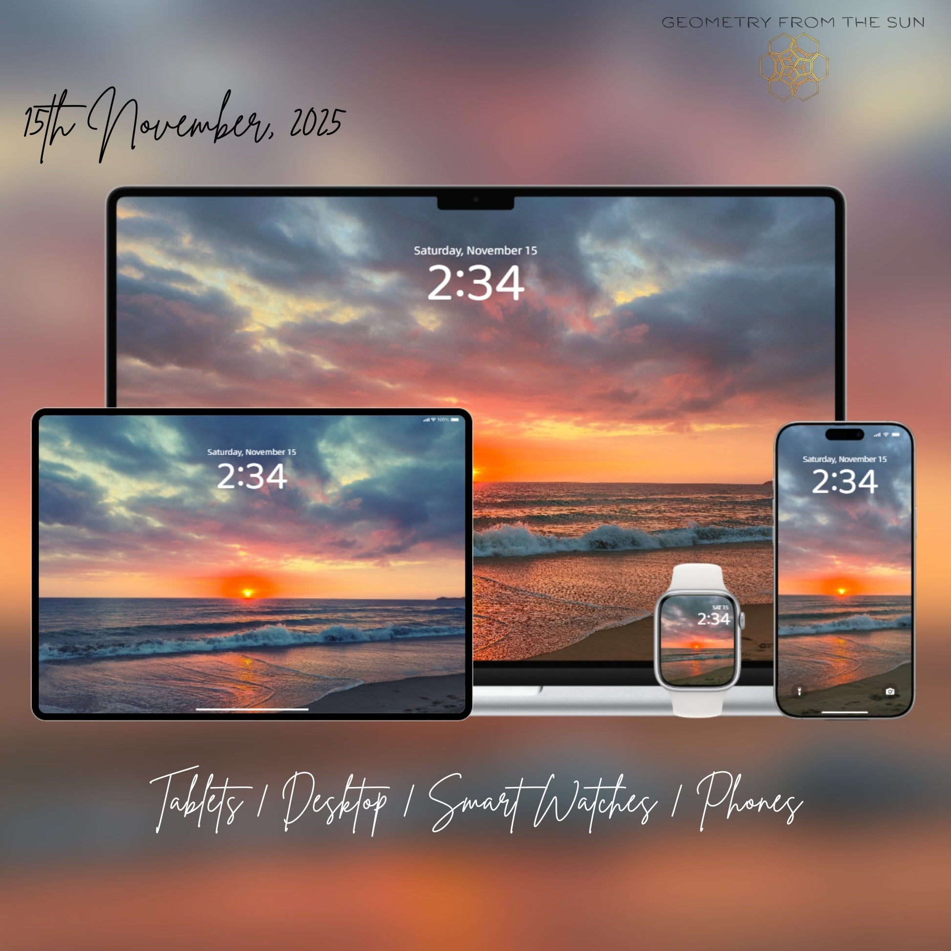 15 Nov 2025 Divine Sunrise Wallpapers – 4 Artistic Moods | iPhone, Samsung, iPad, Desktop (4K, HD) - Geometry From The Sun