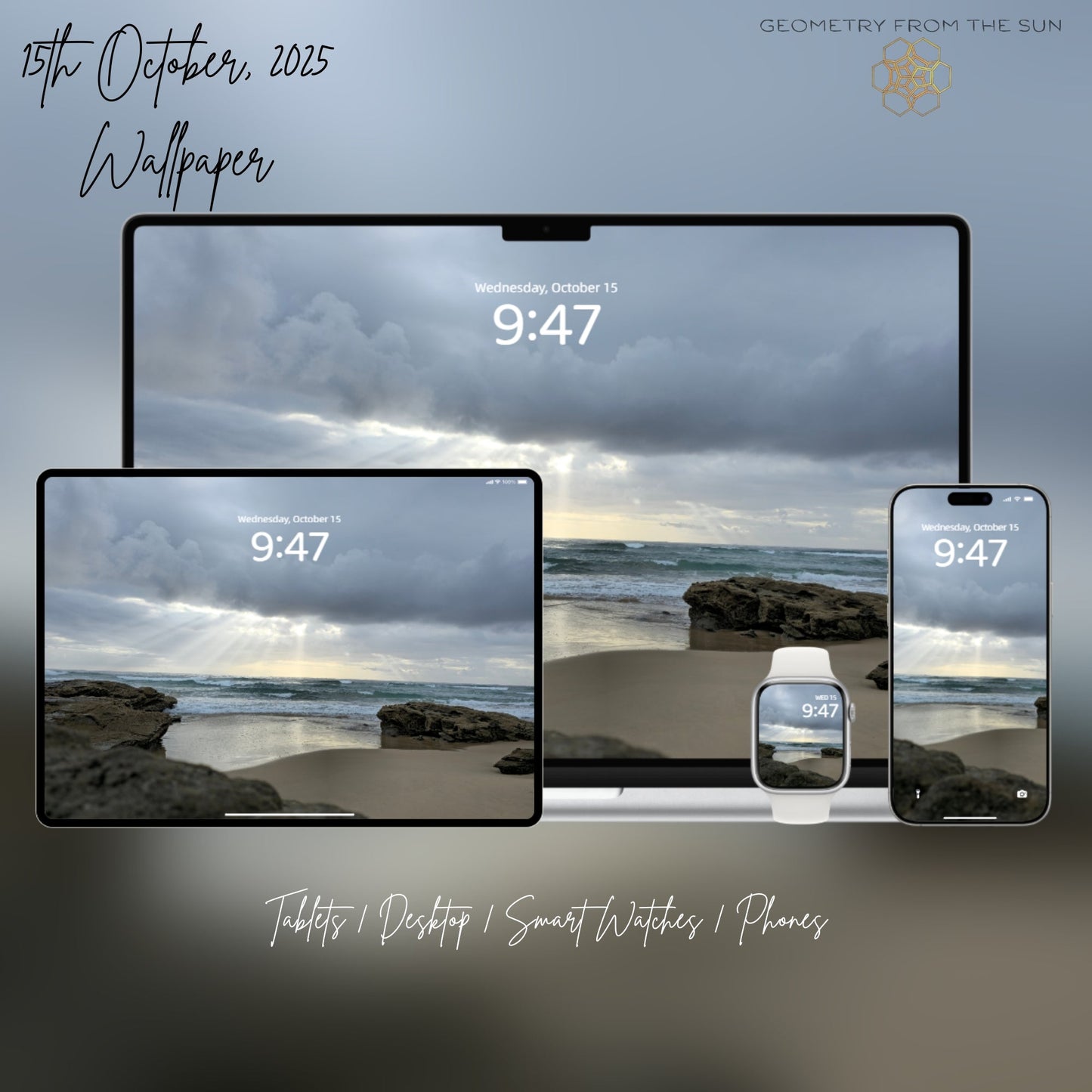 15 Oct 2025 Sunrise Wallpapers – 17 Device Sizes (iPhone, Samsung, Pixel, iPad, Desktop, 4K) - Geometry From The Sun