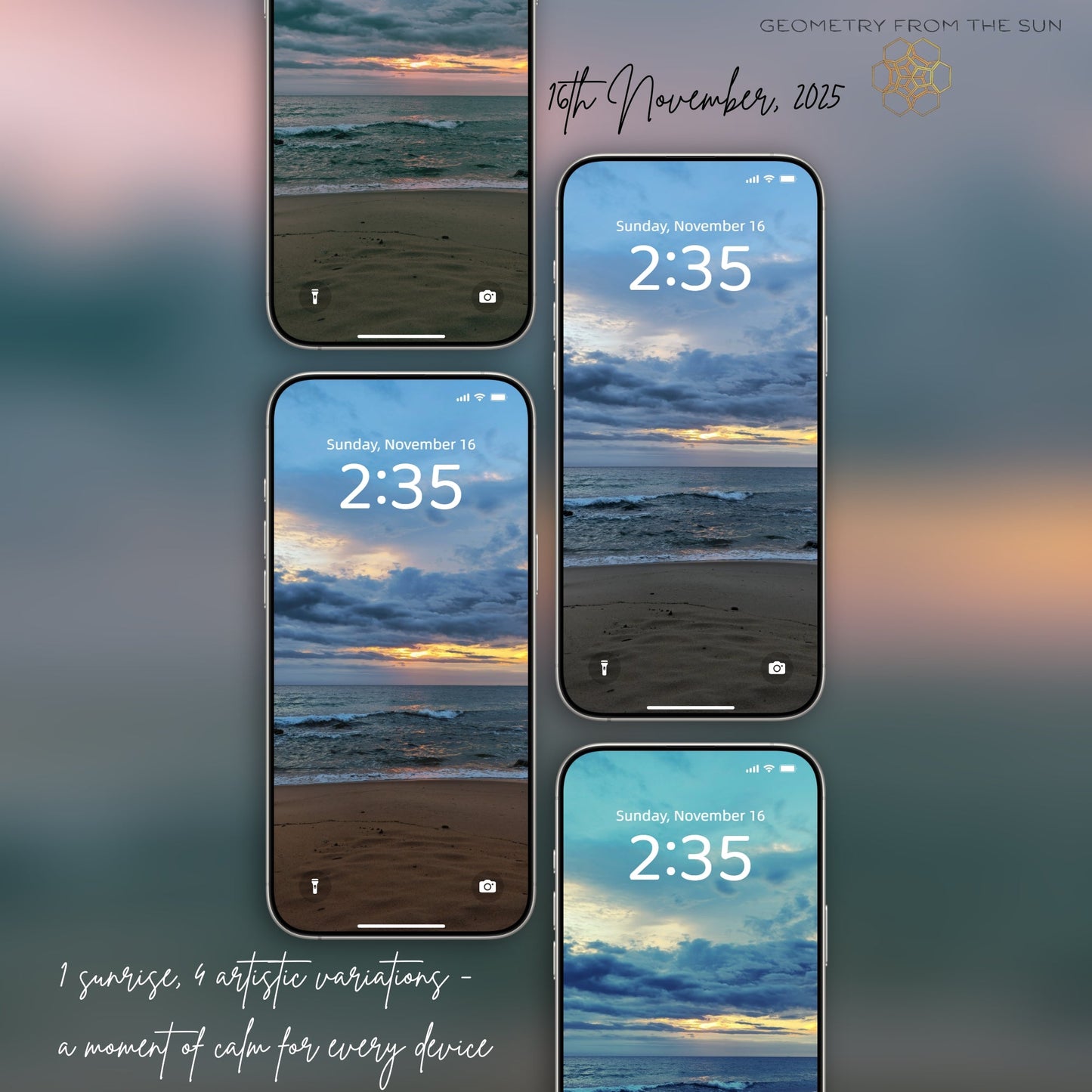 16 Nov 2025 Foreboding Sunrise Wallpapers – 4 Artistic Moods | iPhone, Samsung, iPad, Desktop (4K, HD) - Geometry From The Sun