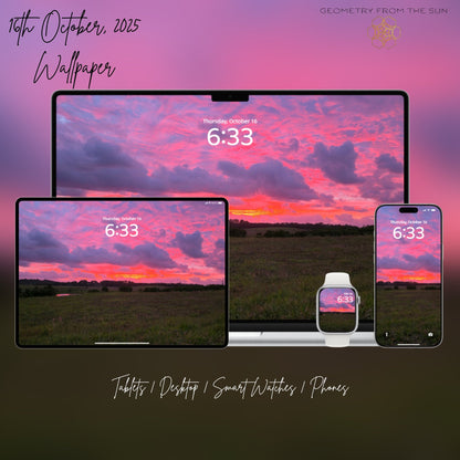 16 Oct 2025 Sunrise Wallpapers – 17 Device Sizes (iPhone, Samsung, Pixel, iPad, Desktop, 4K) - Geometry From The Sun