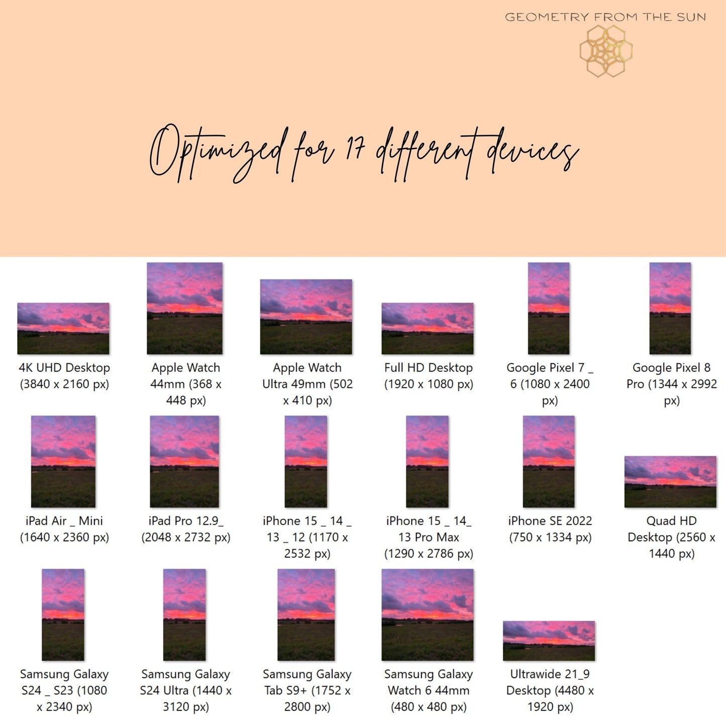 16 Oct 2025 Sunrise Wallpapers – 17 Device Sizes (iPhone, Samsung, Pixel, iPad, Desktop, 4K) - Geometry From The Sun