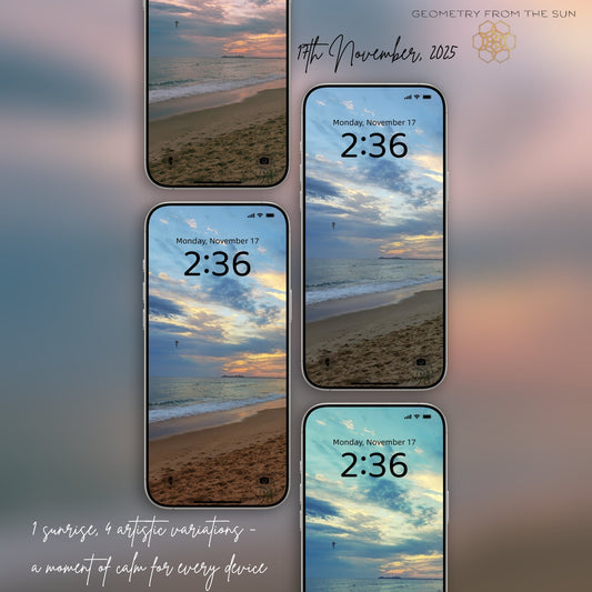 17 Nov 2025 Layered Sunrise Wallpapers – 4 Artistic Moods | iPhone, Samsung, iPad, Desktop (4K, HD) - Geometry From The Sun