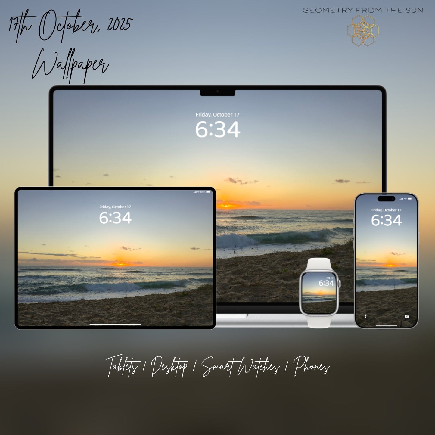 17 Oct 2025 Sunrise Wallpapers – 17 Device Sizes (iPhone, Samsung, Pixel, iPad, Desktop, 4K) - Geometry From The Sun