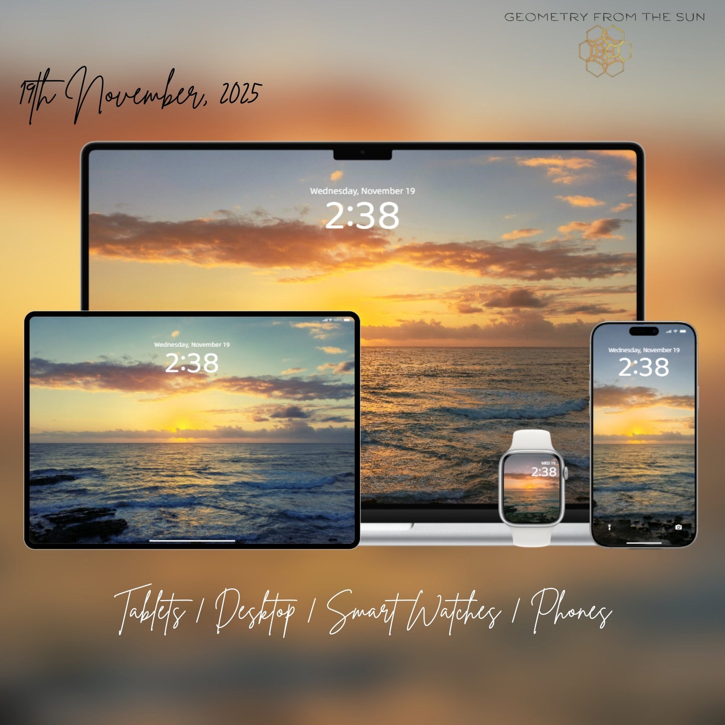 19 Nov 2025 Breathtaking Sunrise Wallpapers – 4 Artistic Moods | iPhone, Samsung, iPad, Desktop (4K, HD) - Geometry From The Sun