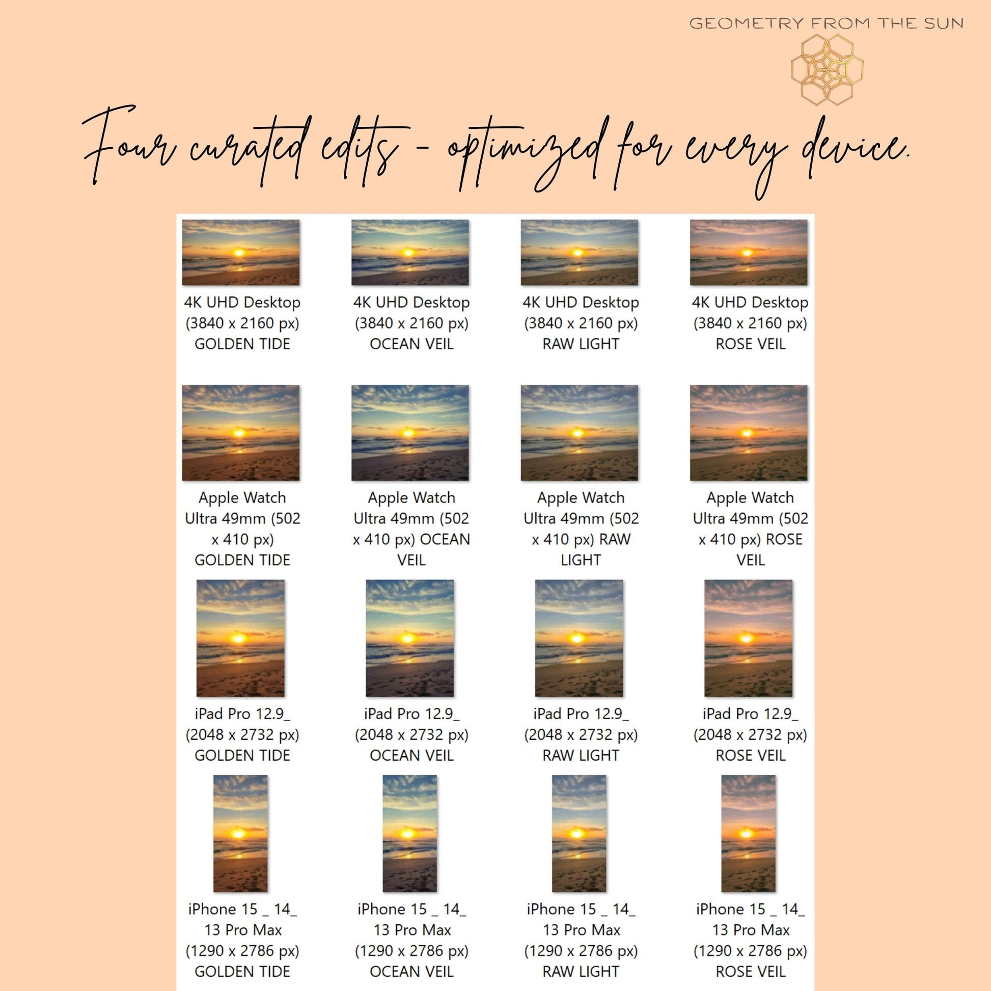 20 Nov 2025 Bright Sunrise Wallpapers – 4 Artistic Moods | iPhone, Samsung, iPad, Desktop (4K, HD) - Geometry From The Sun