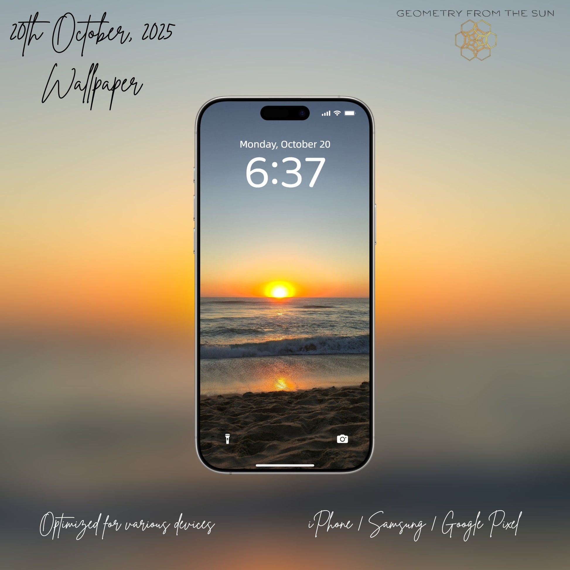 20 Oct 2025 Sunrise Wallpapers – 17 Device Sizes (iPhone, Samsung, Pixel, iPad, Desktop, 4K) - Geometry From The Sun