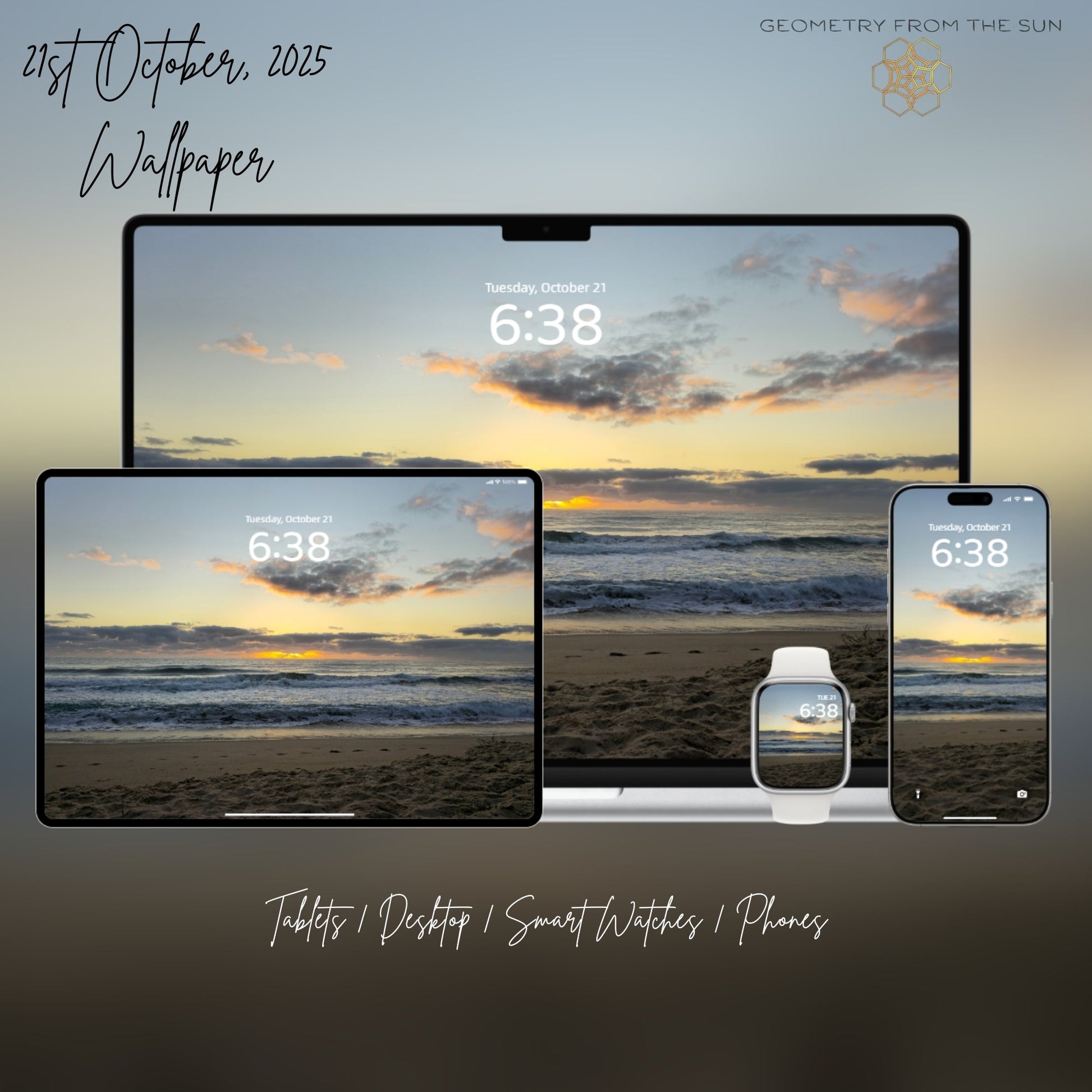 21 Oct 2025 Sunrise Wallpapers – 17 Device Sizes (iPhone, Samsung, Pixel, iPad, Desktop, 4K) - Geometry From The Sun