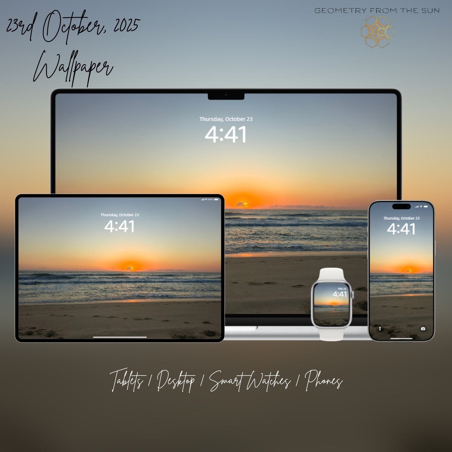 23 Oct 2025 Sunrise Wallpapers – 17 Device Sizes (iPhone, Samsung, Pixel, iPad, Desktop, 4K) - Geometry From The Sun