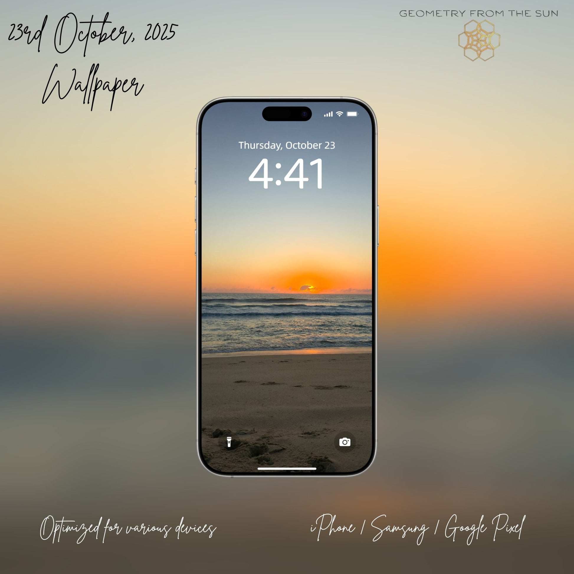 23 Oct 2025 Sunrise Wallpapers – 17 Device Sizes (iPhone, Samsung, Pixel, iPad, Desktop, 4K) - Geometry From The Sun