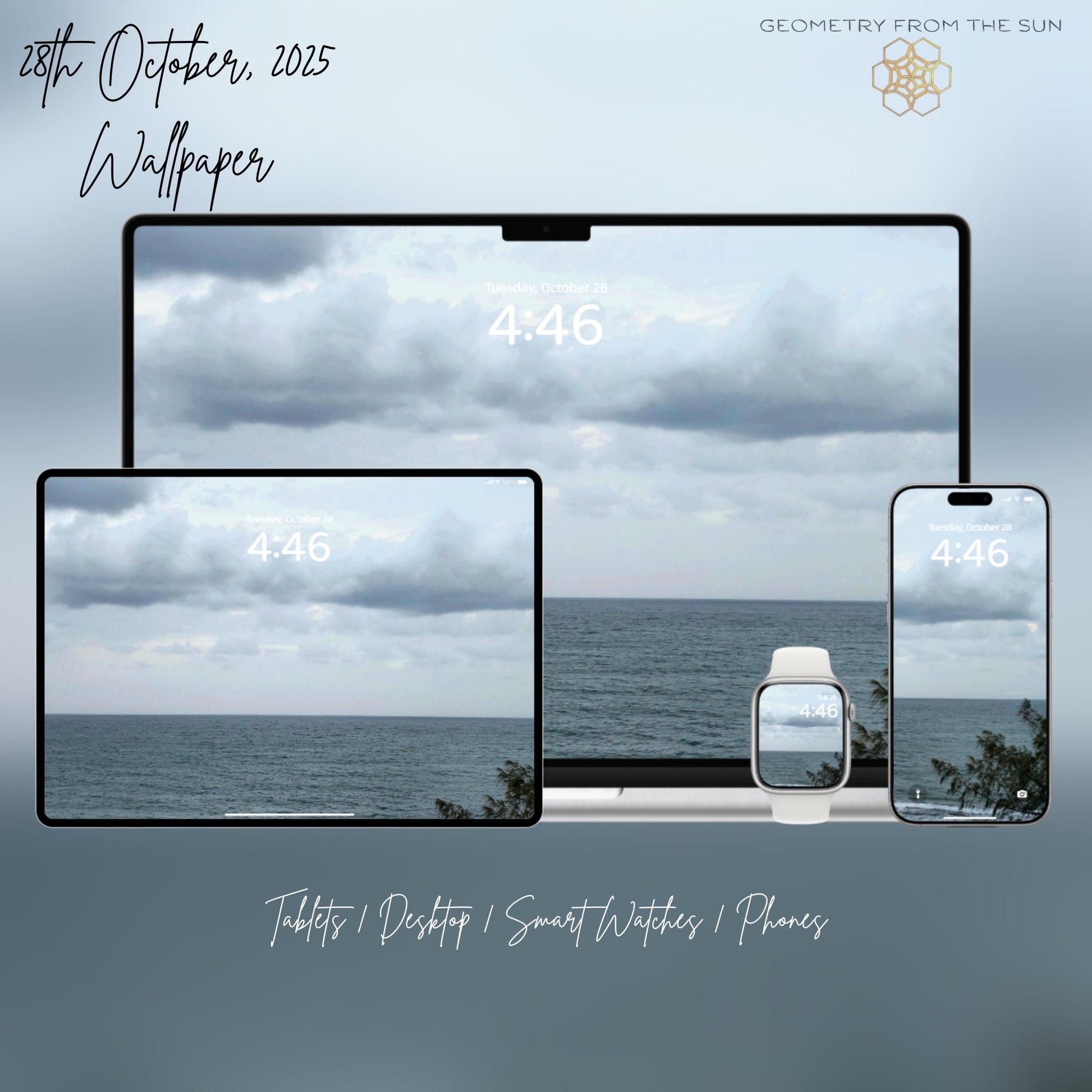 28 Oct 2025 Sunrise Wallpapers – 17 Device Sizes (iPhone, Samsung, Pixel, iPad, Desktop, 4K) - Geometry From The Sun