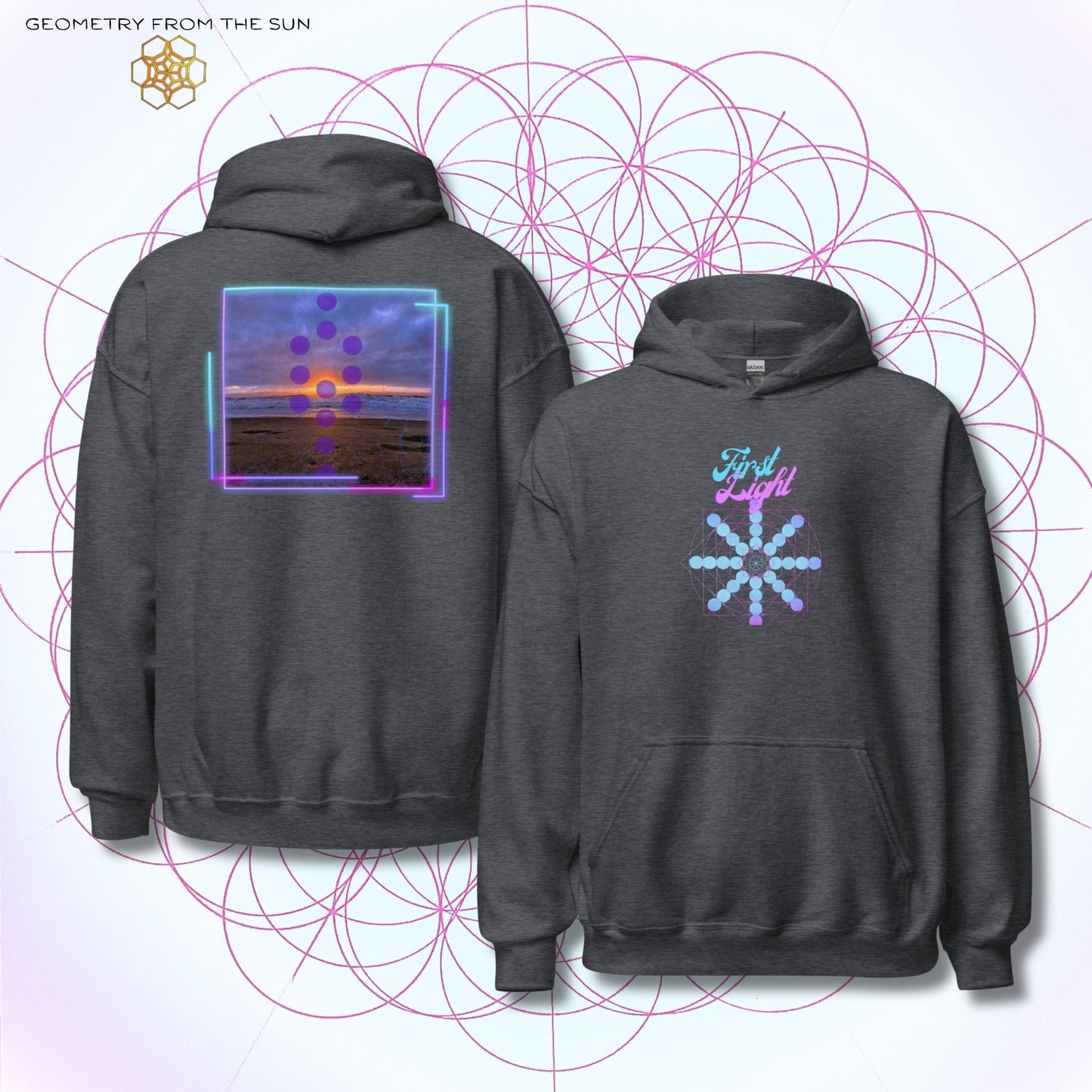 Blush Horizon Sunrise Hoodie - FIRST LIGHT - Geometry From The Sun