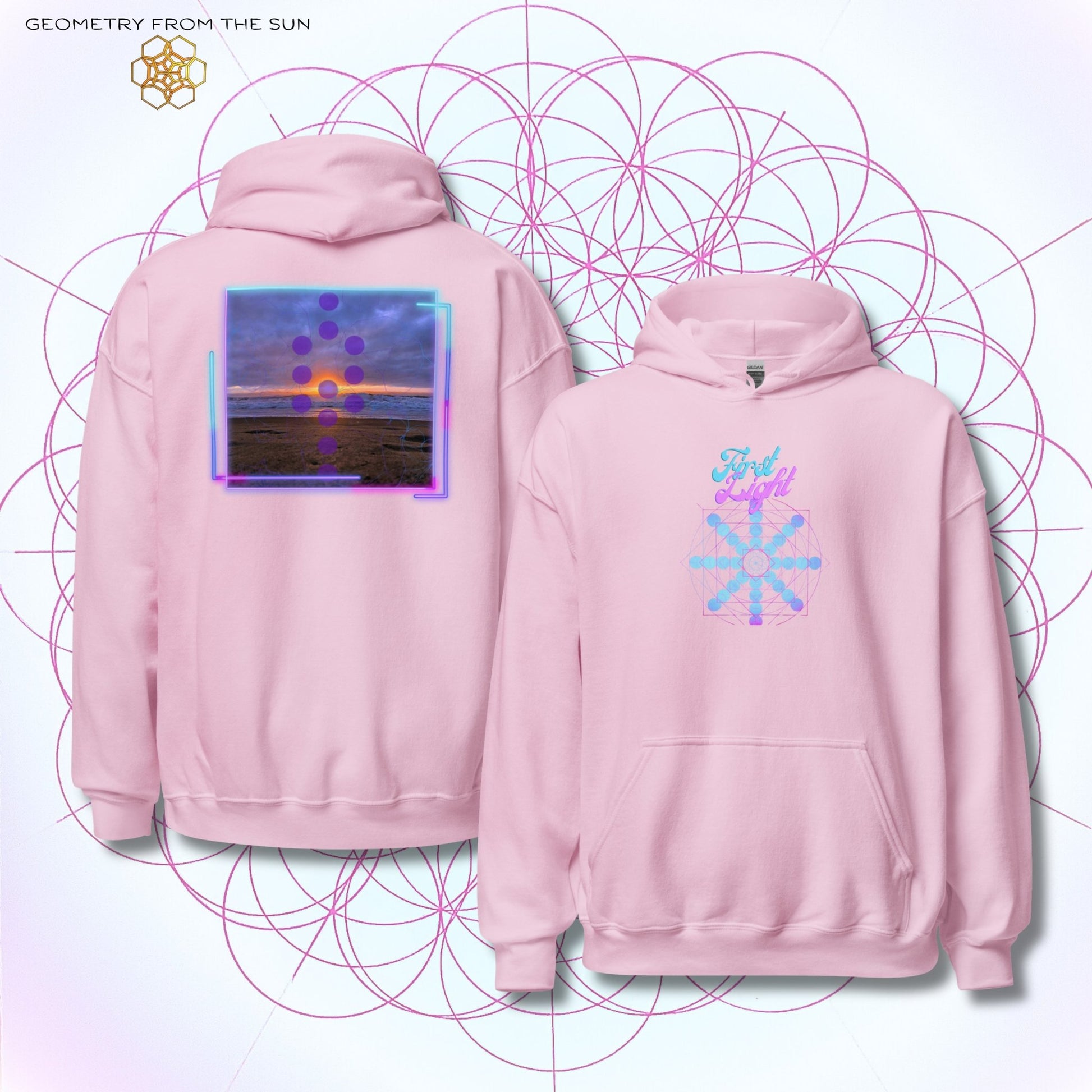 Blush Horizon Sunrise Hoodie - FIRST LIGHT - Geometry From The Sun
