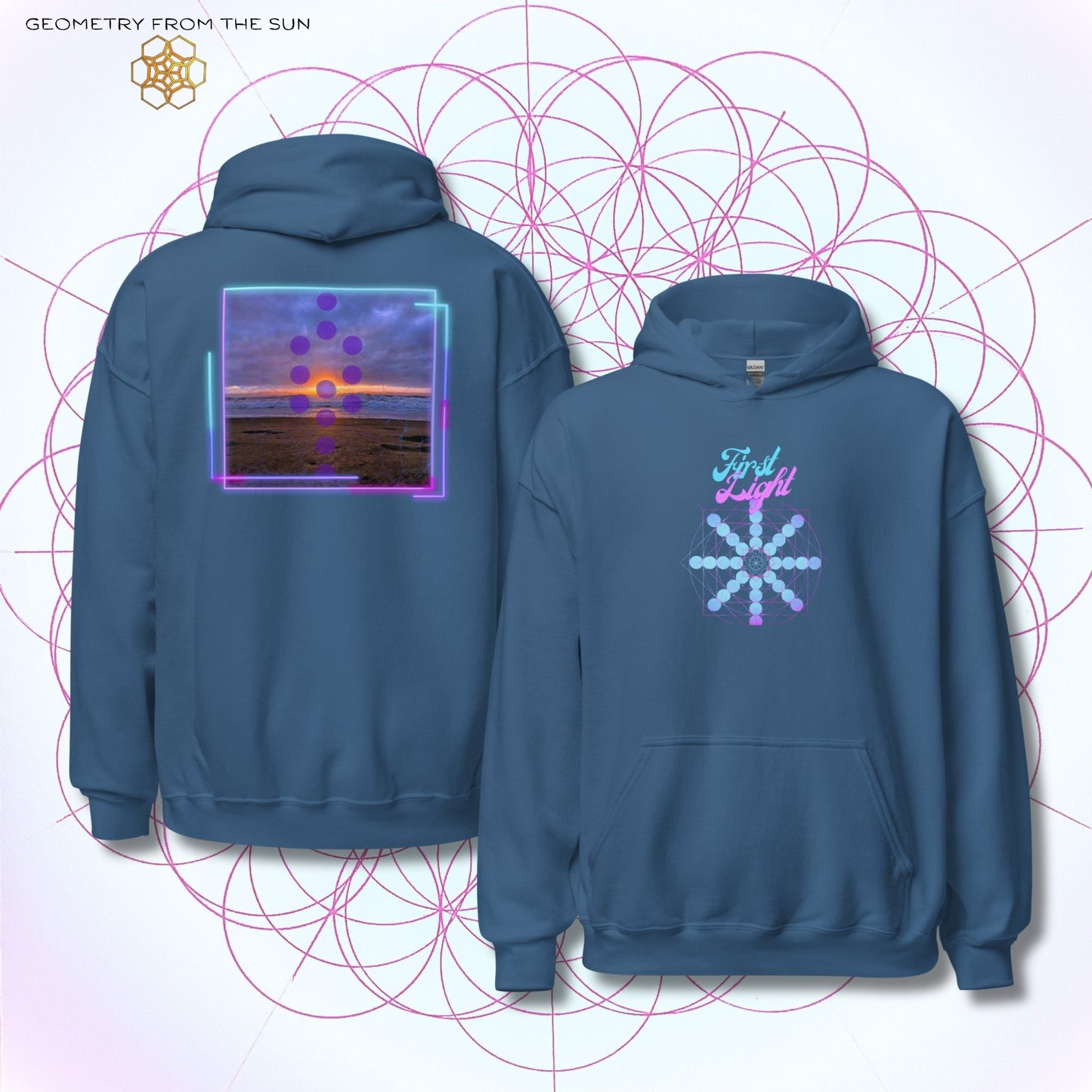 Blush Horizon Sunrise Hoodie - FIRST LIGHT - Geometry From The Sun