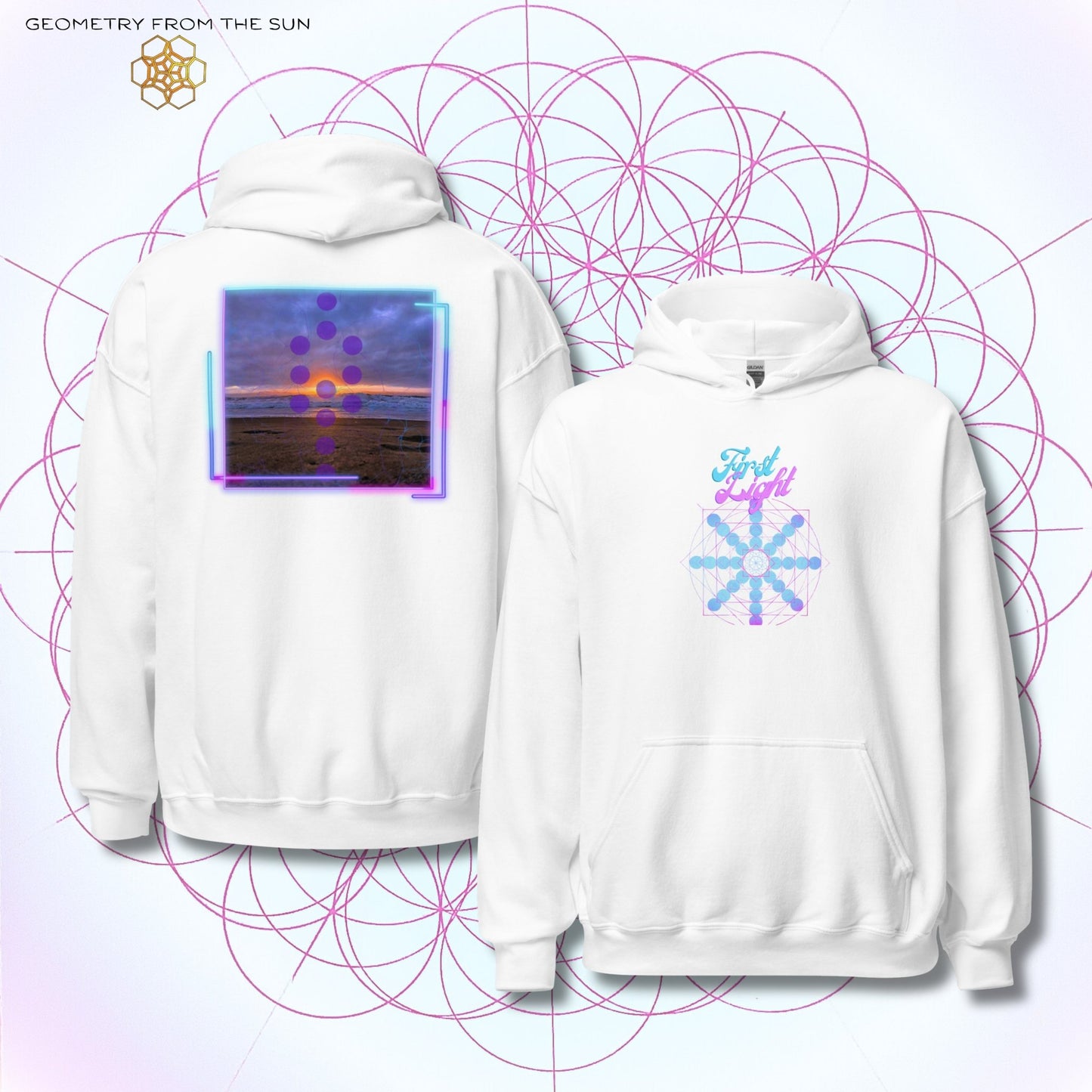 Blush Horizon Sunrise Hoodie - FIRST LIGHT - Geometry From The Sun
