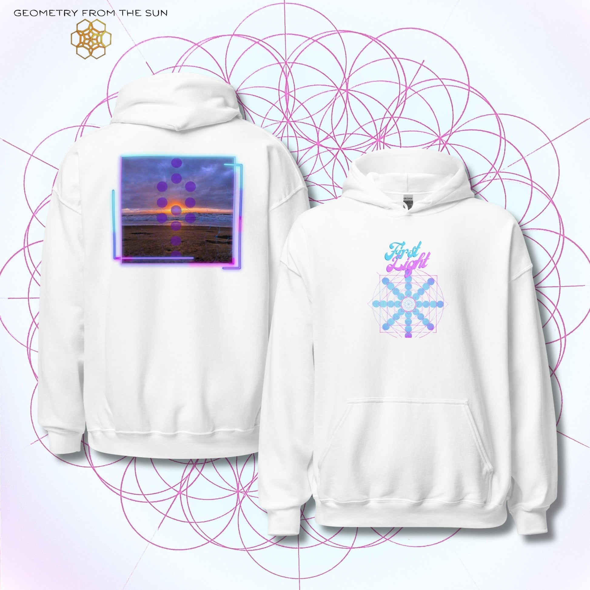 Blush Horizon Sunrise Hoodie - FIRST LIGHT - Geometry From The Sun