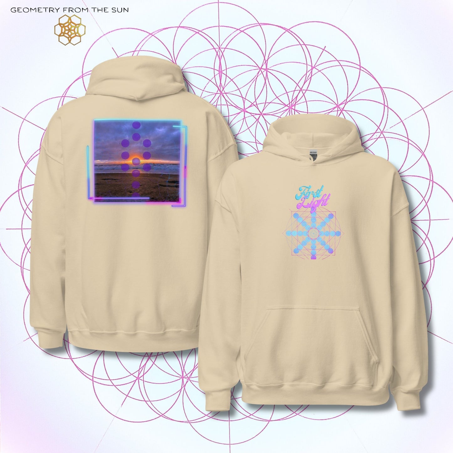 Blush Horizon Sunrise Hoodie - FIRST LIGHT - Geometry From The Sun