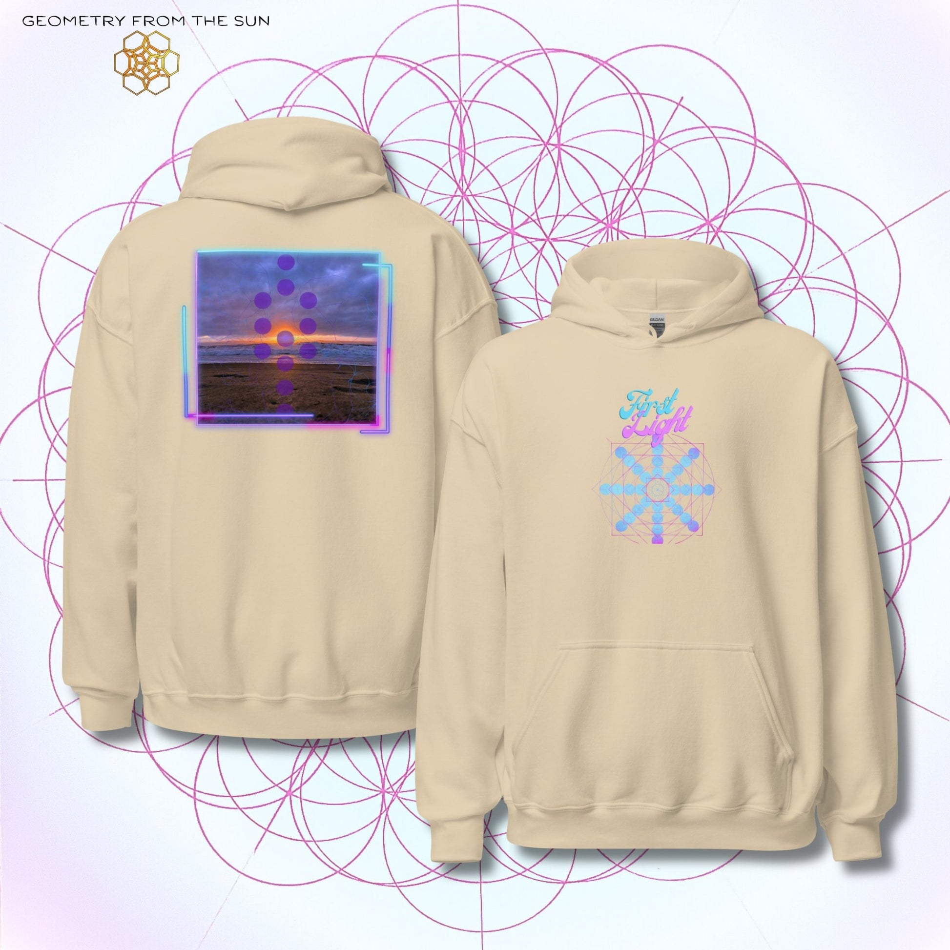 Blush Horizon Sunrise Hoodie - FIRST LIGHT - Geometry From The Sun