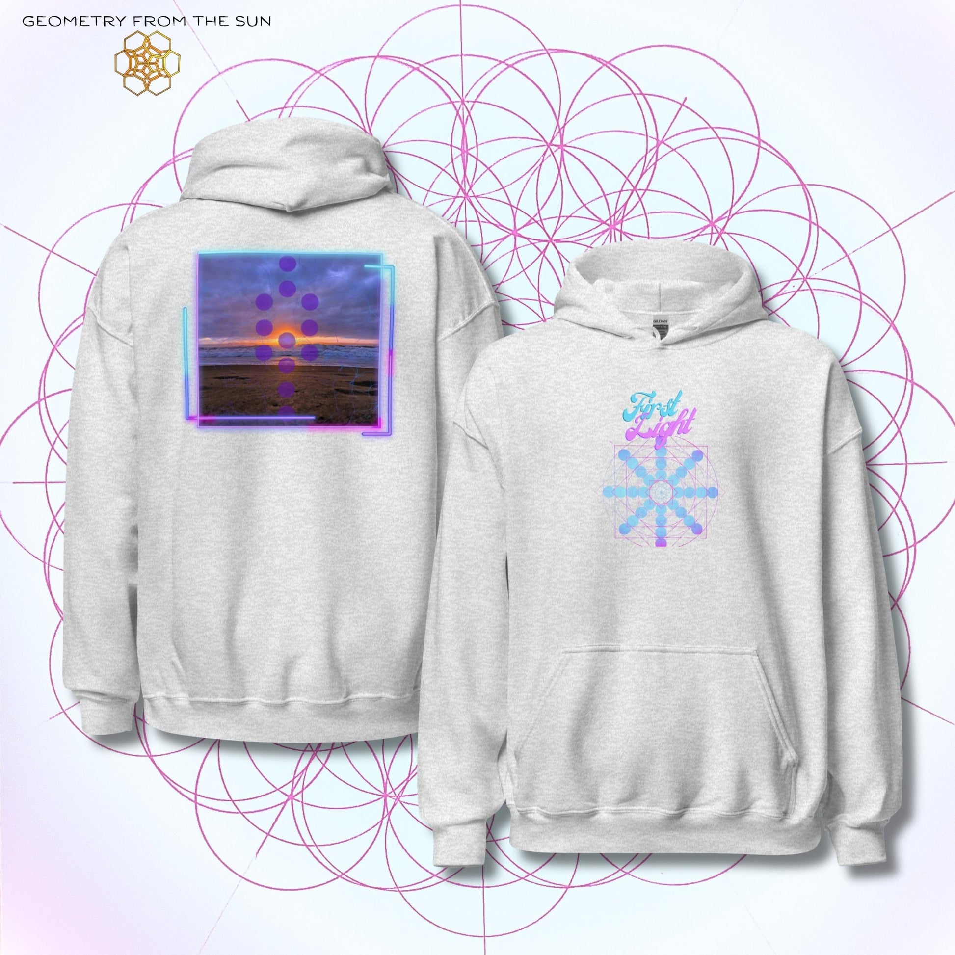 Blush Horizon Sunrise Hoodie - FIRST LIGHT - Geometry From The Sun