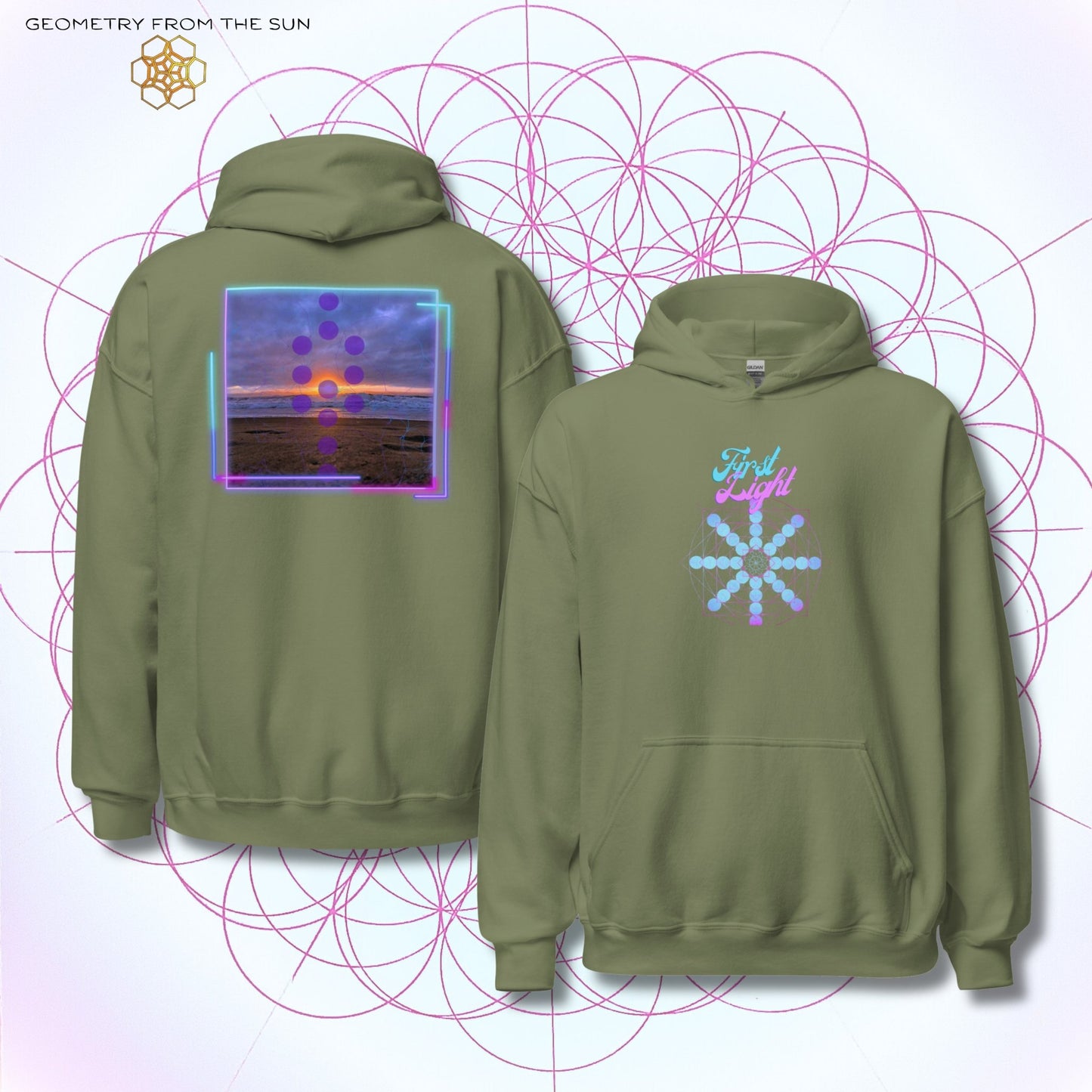 Blush Horizon Sunrise Hoodie - FIRST LIGHT - Geometry From The Sun