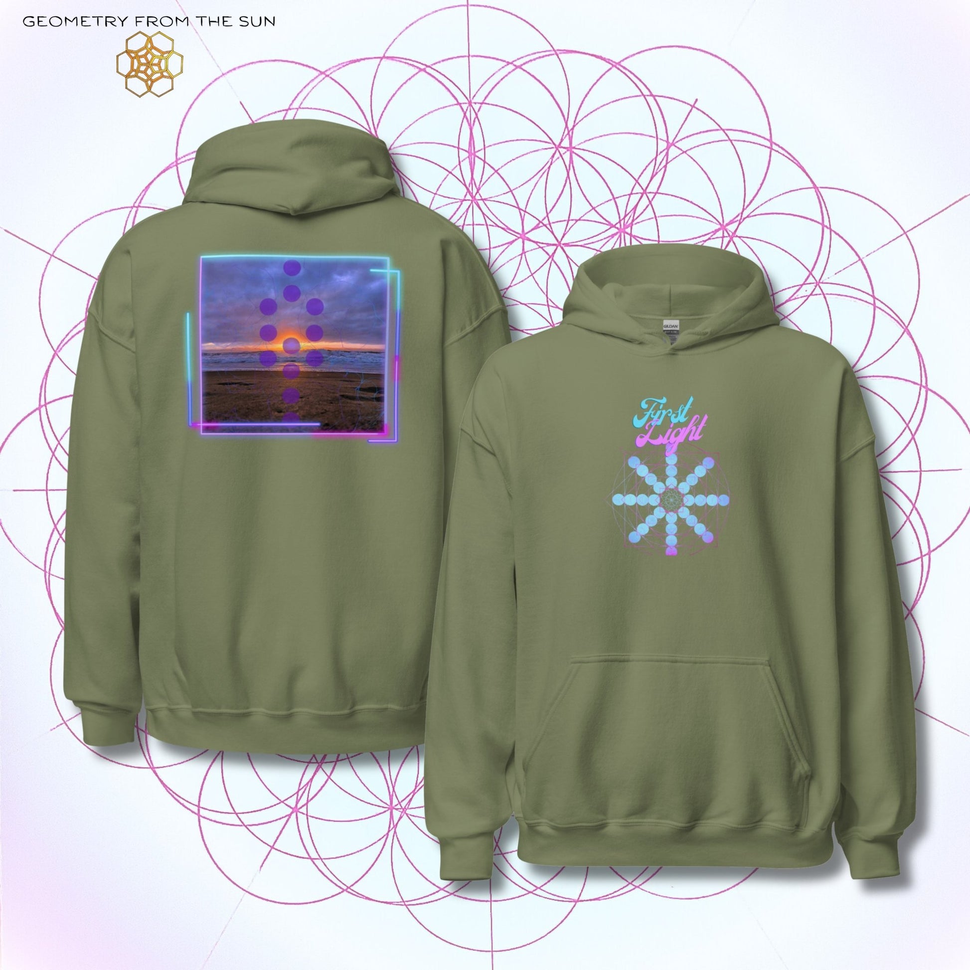 Blush Horizon Sunrise Hoodie - FIRST LIGHT - Geometry From The Sun