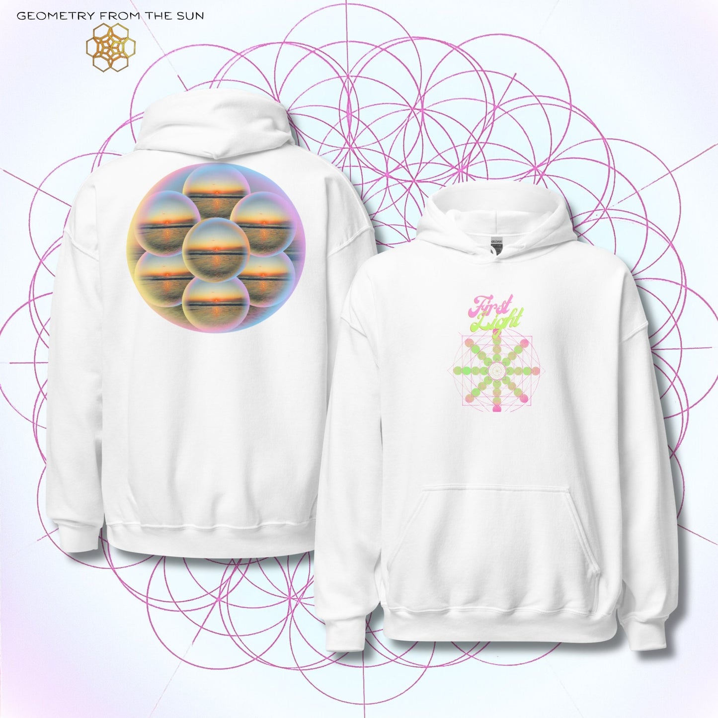 Bubble Egg Of Life Sunrise Hoodie - FIRST LIGHT - Geometry From The Sun