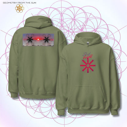 Crimson Horizon Sunrise Hoodie - FIRST LIGHT - Geometry From The Sun