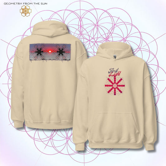 Crimson Horizon Sunrise Hoodie - FIRST LIGHT - Geometry From The Sun