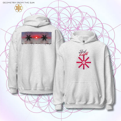Crimson Horizon Sunrise Hoodie - FIRST LIGHT - Geometry From The Sun