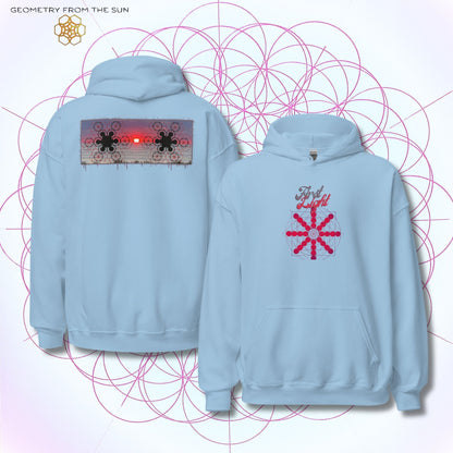Crimson Horizon Sunrise Hoodie - FIRST LIGHT - Geometry From The Sun