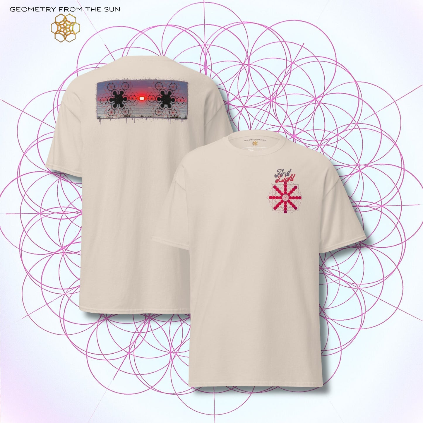 Crimson Horizon Sunrise Shirt - FIRST LIGHT - Geometry From The Sun