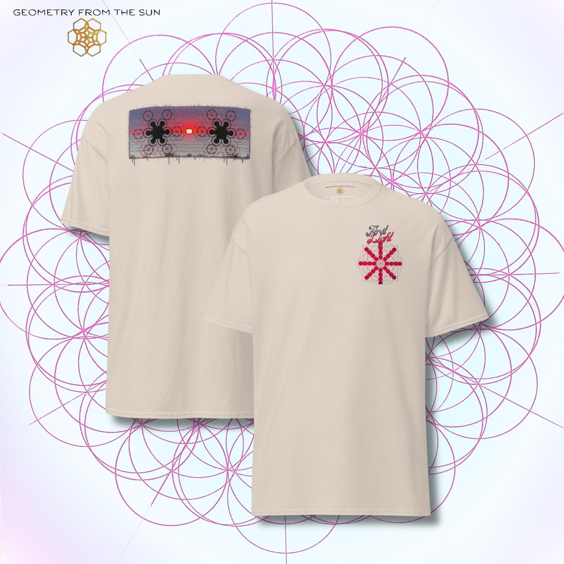 Crimson Horizon Sunrise Shirt - FIRST LIGHT - Geometry From The Sun