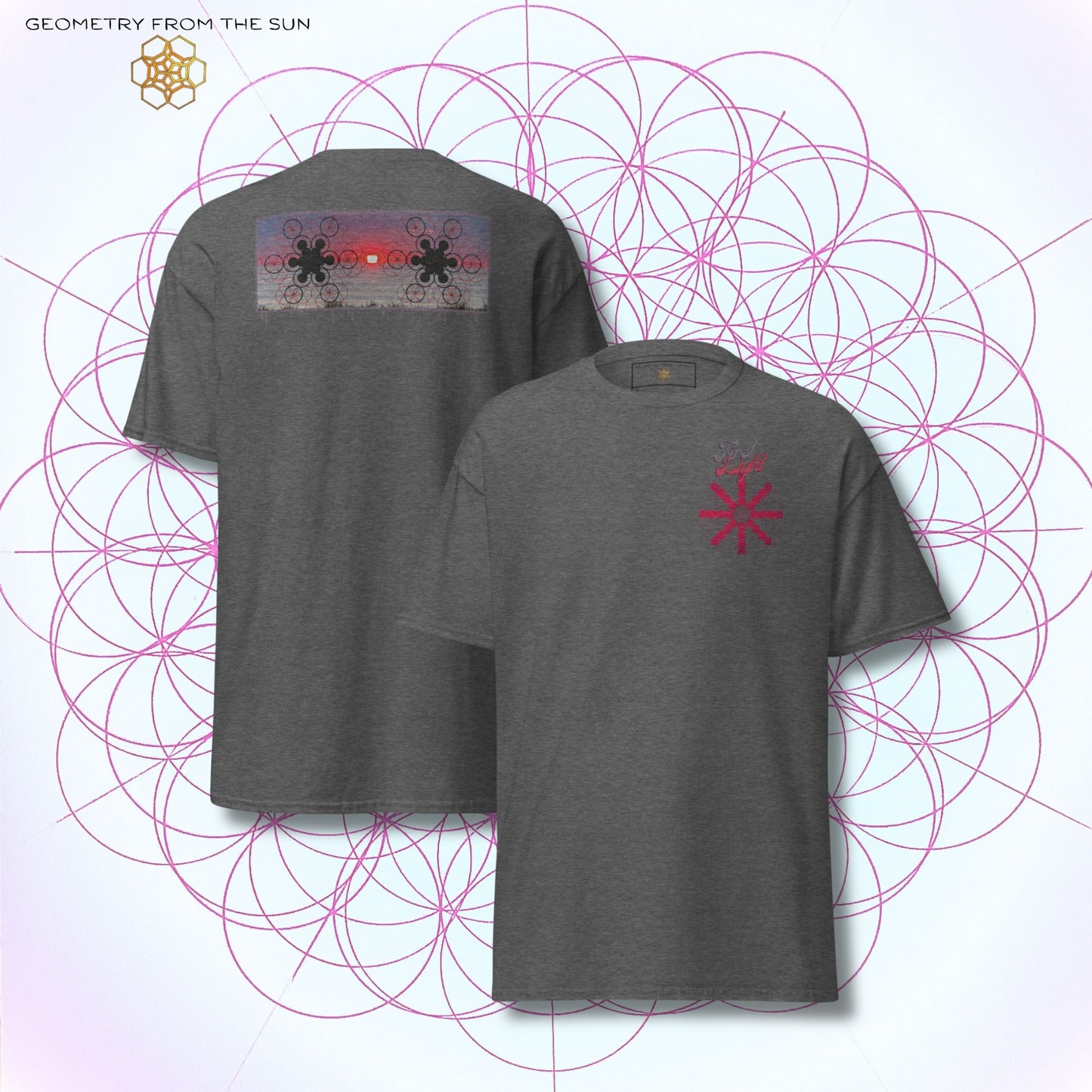 Crimson Horizon Sunrise Shirt - FIRST LIGHT - Geometry From The Sun