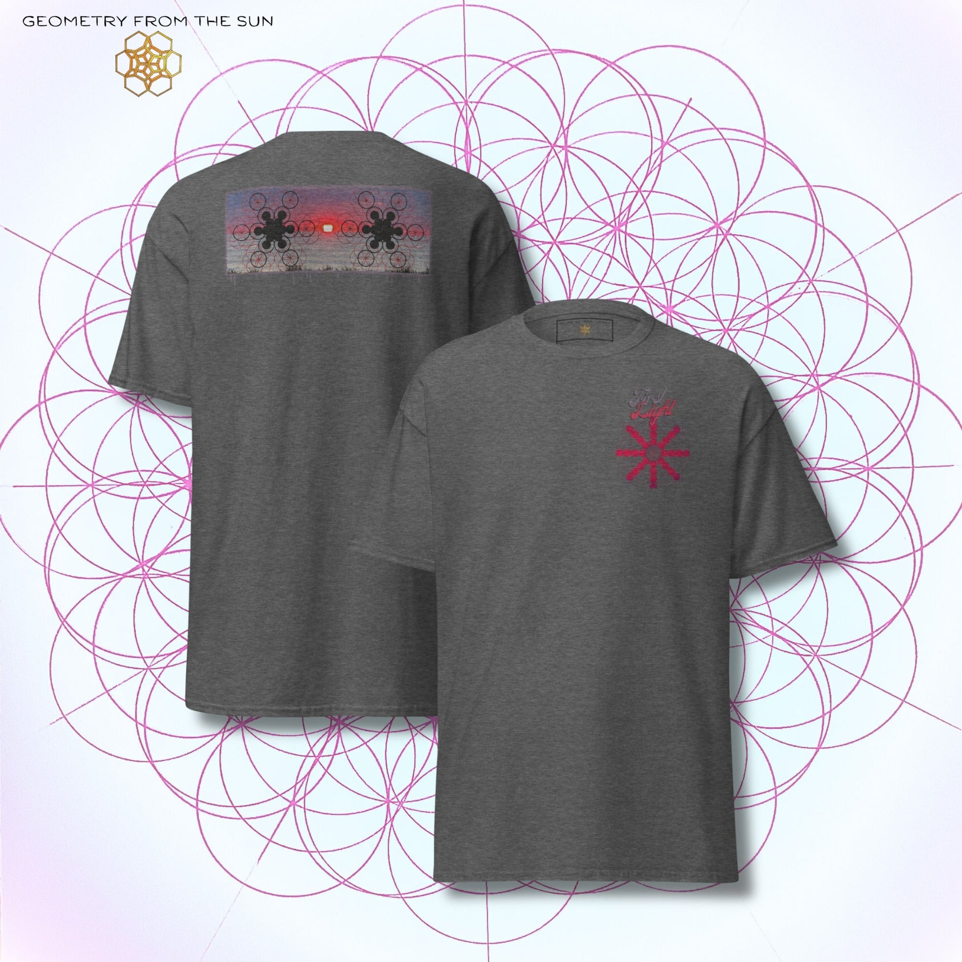 Crimson Horizon Sunrise Shirt - FIRST LIGHT - Geometry From The Sun