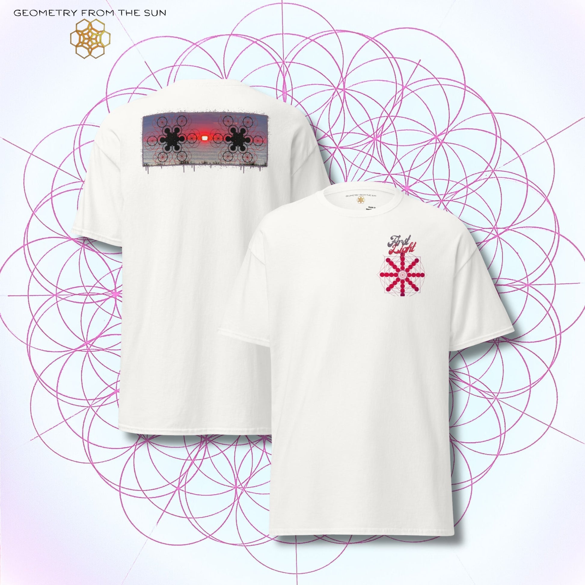 Crimson Horizon Sunrise Shirt - FIRST LIGHT - Geometry From The Sun