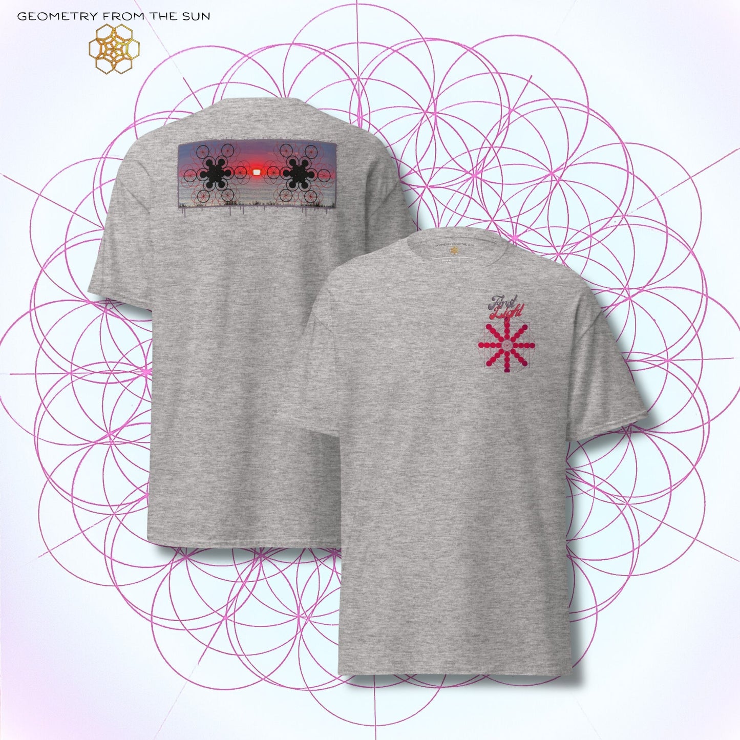 Crimson Horizon Sunrise Shirt - FIRST LIGHT - Geometry From The Sun