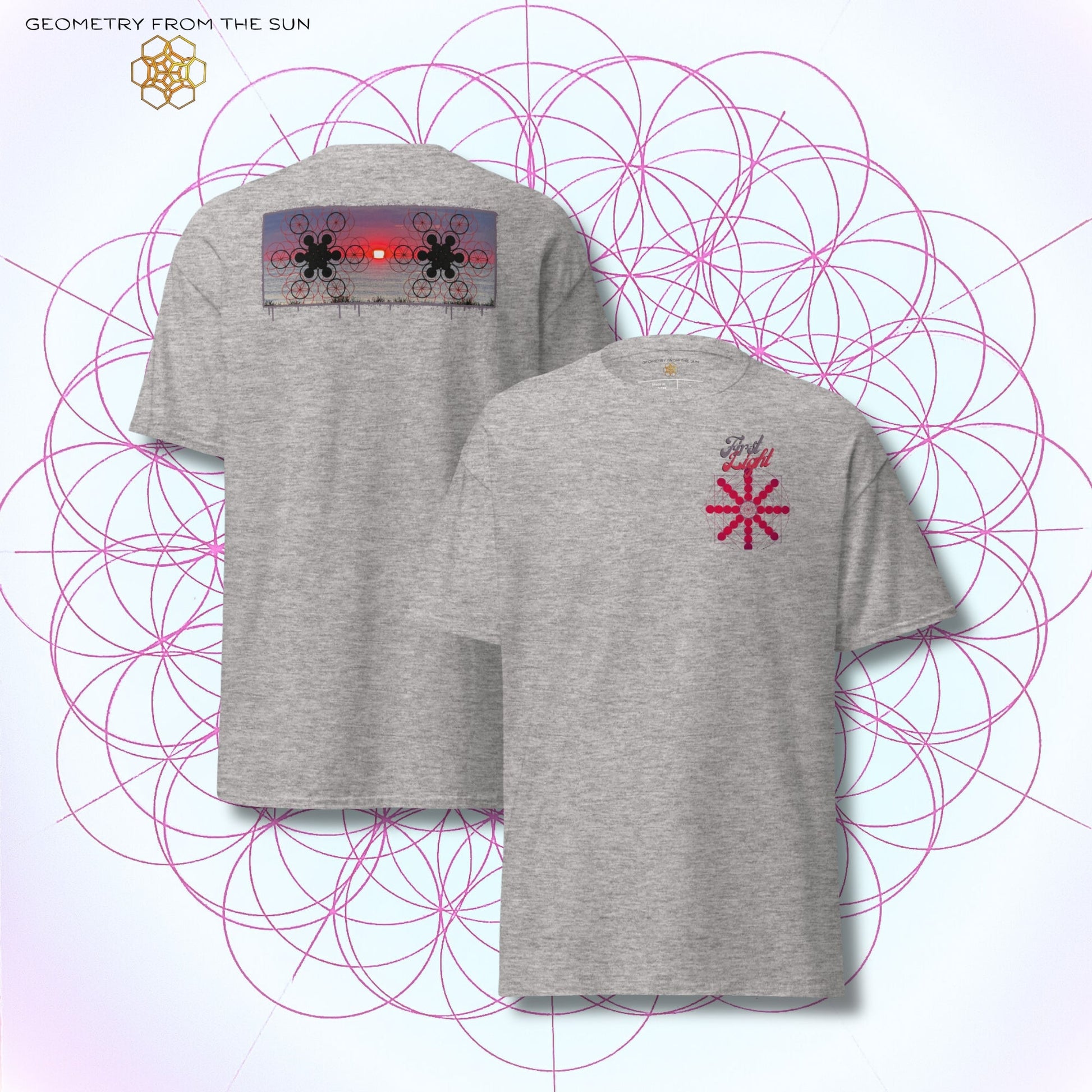 Crimson Horizon Sunrise Shirt - FIRST LIGHT - Geometry From The Sun