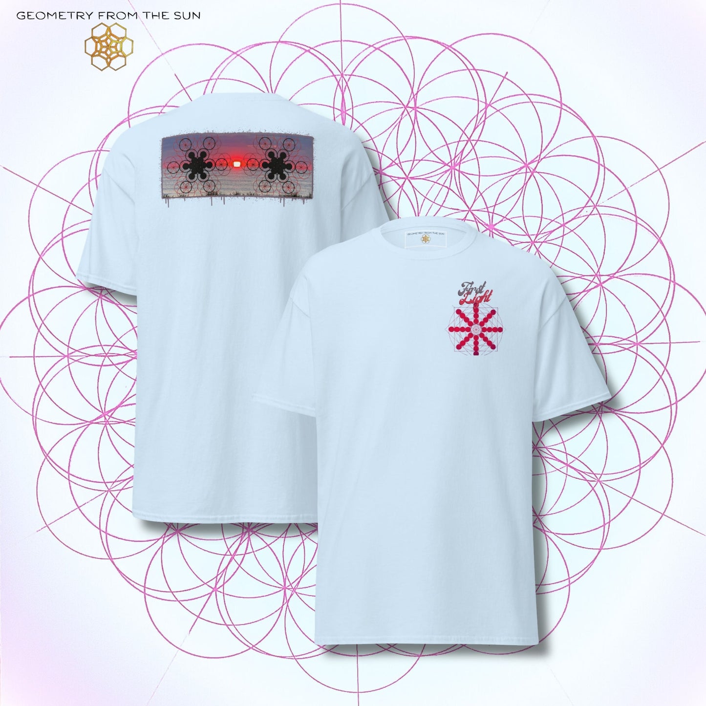 Crimson Horizon Sunrise Shirt - FIRST LIGHT - Geometry From The Sun