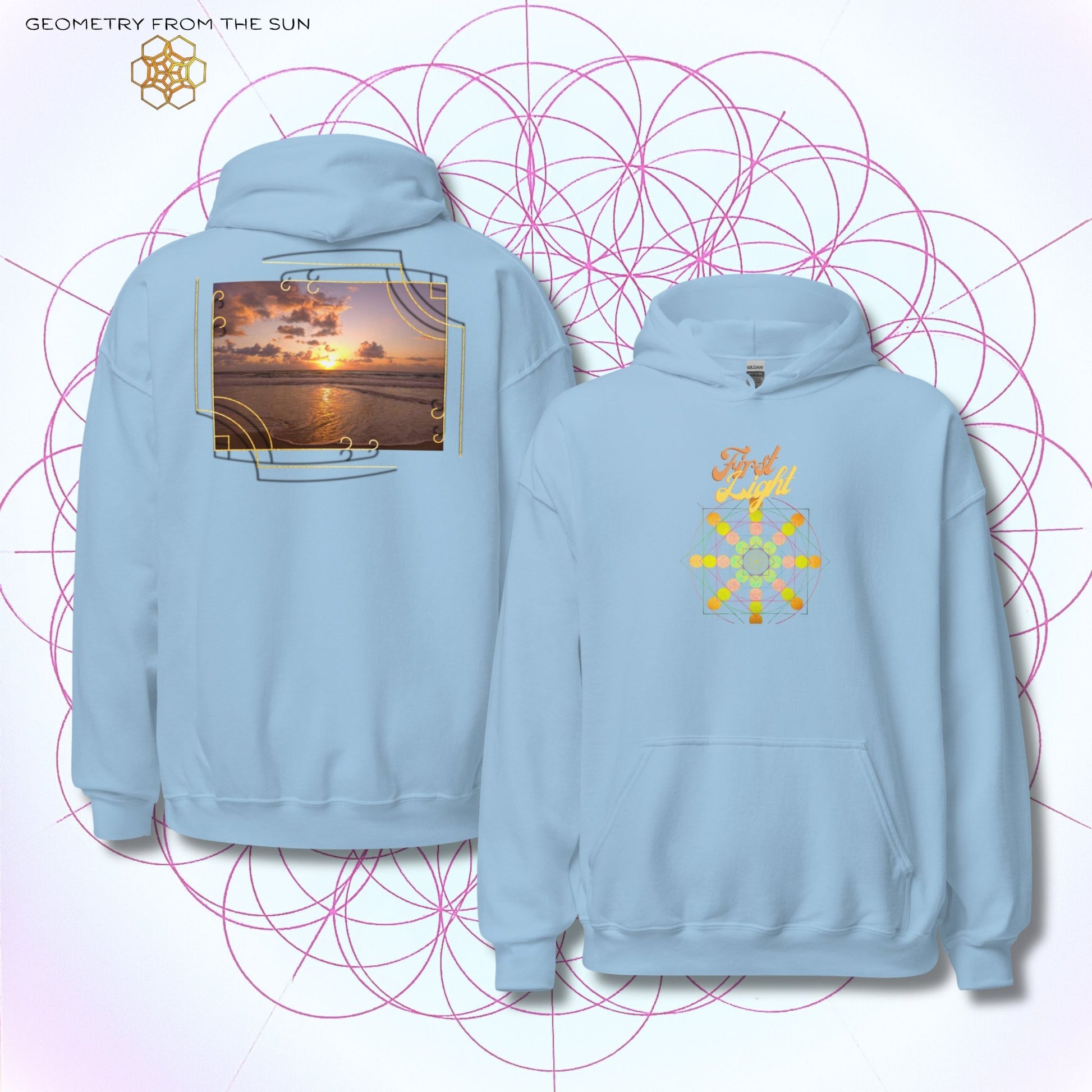Golden Haze Sunrise Hoodie - FIRST LIGHT - Geometry From The Sun