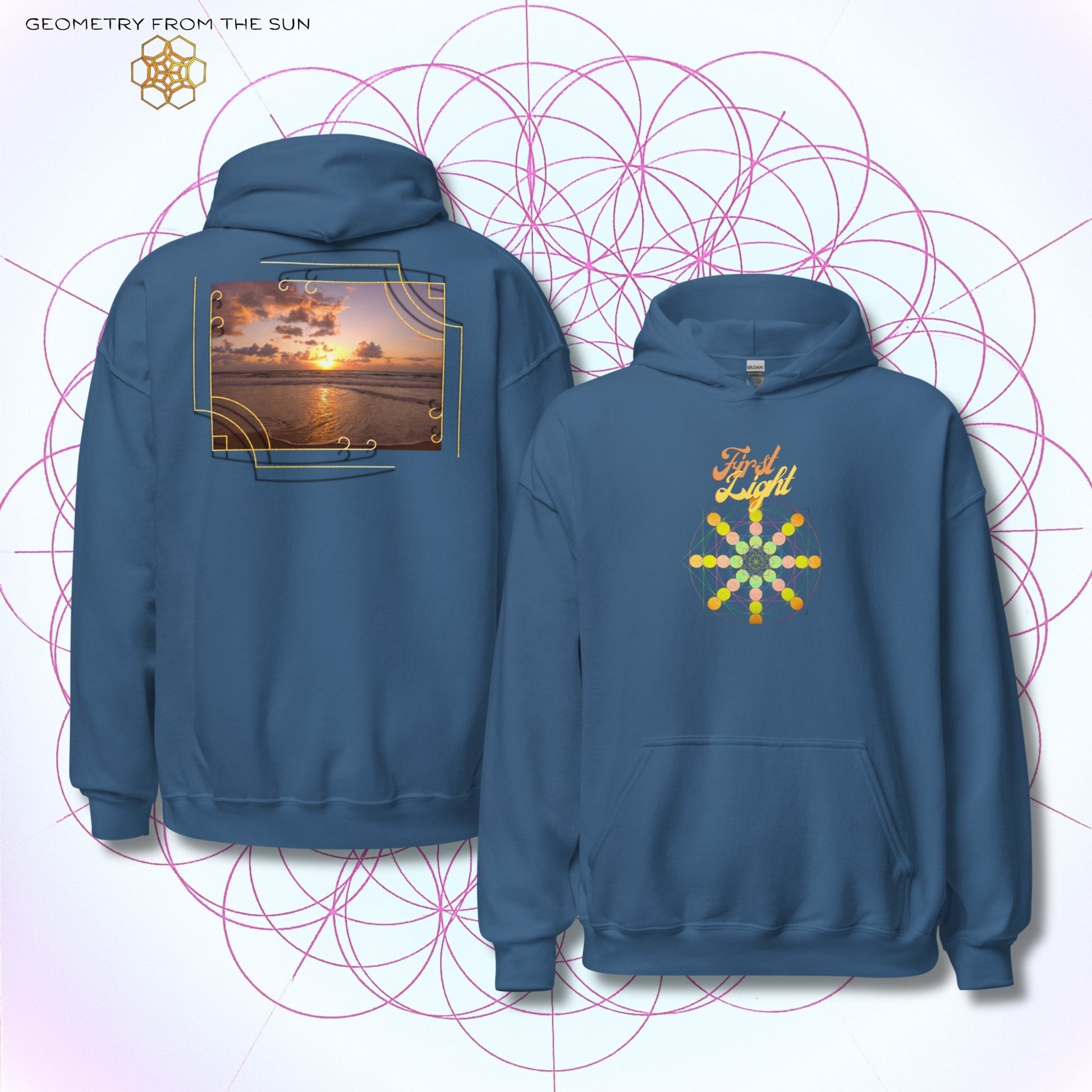 Golden Haze Sunrise Hoodie - FIRST LIGHT - Geometry From The Sun