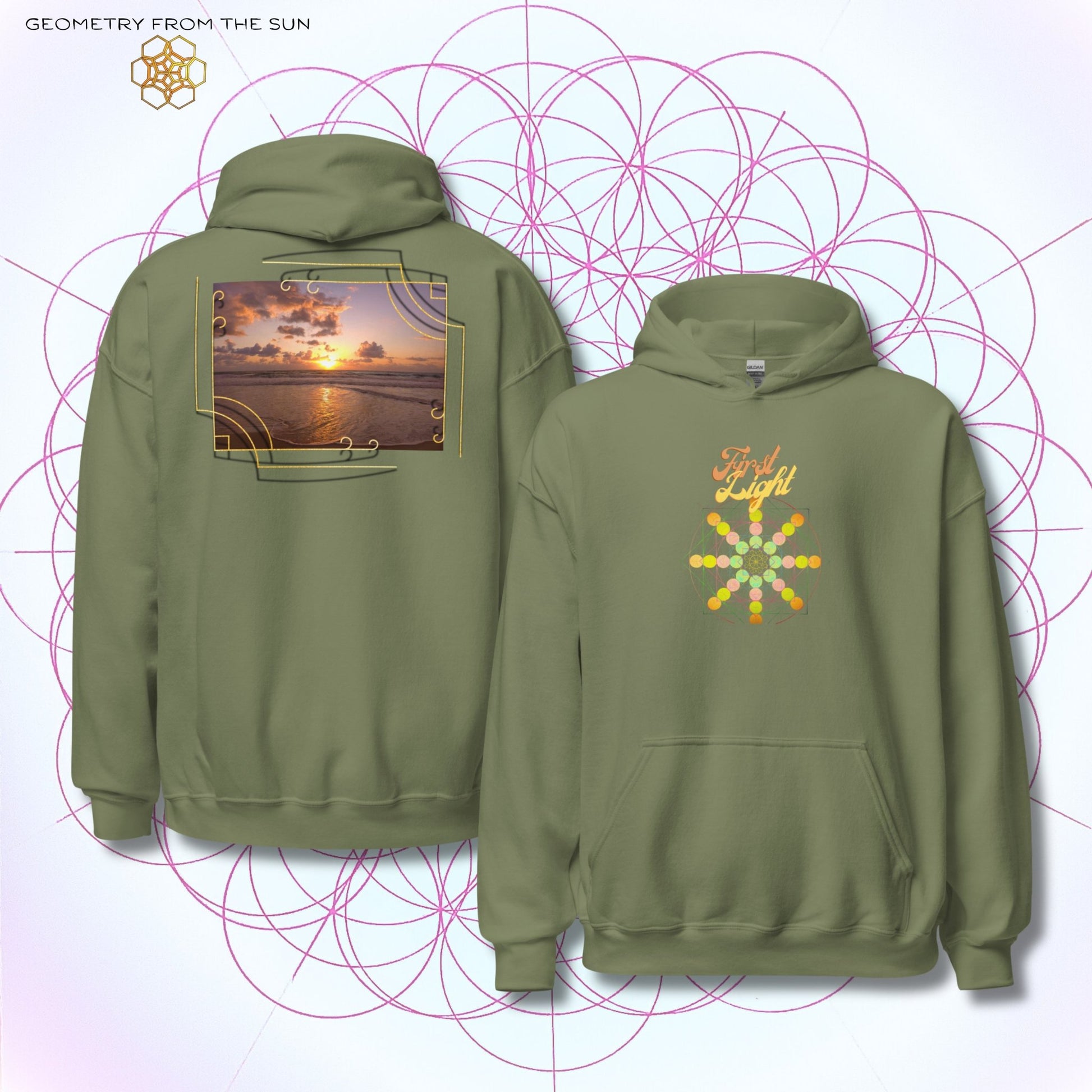 Golden Haze Sunrise Hoodie - FIRST LIGHT - Geometry From The Sun