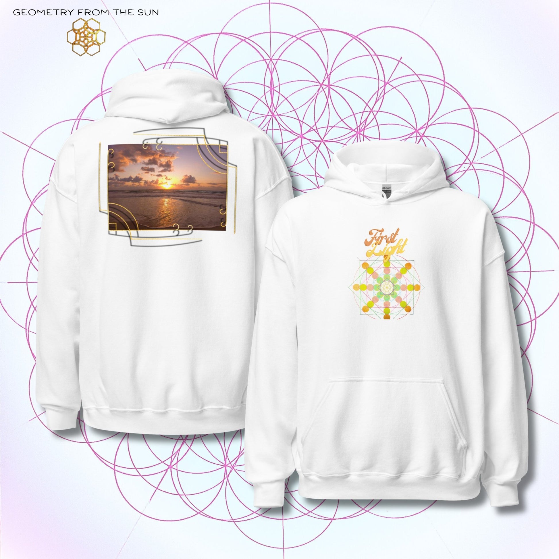 Golden Haze Sunrise Hoodie - FIRST LIGHT - Geometry From The Sun
