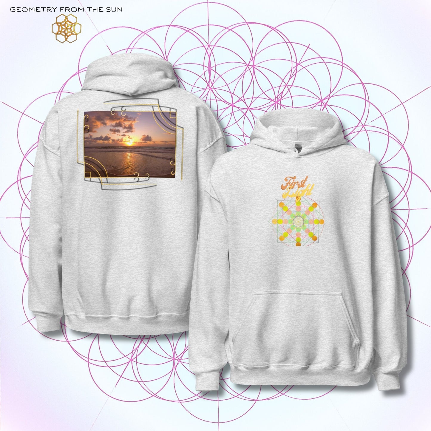 Golden Haze Sunrise Hoodie - FIRST LIGHT - Geometry From The Sun