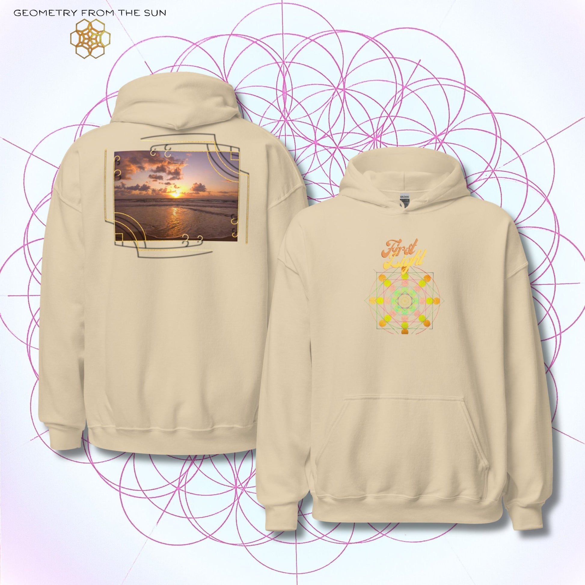Golden Haze Sunrise Hoodie - FIRST LIGHT - Geometry From The Sun