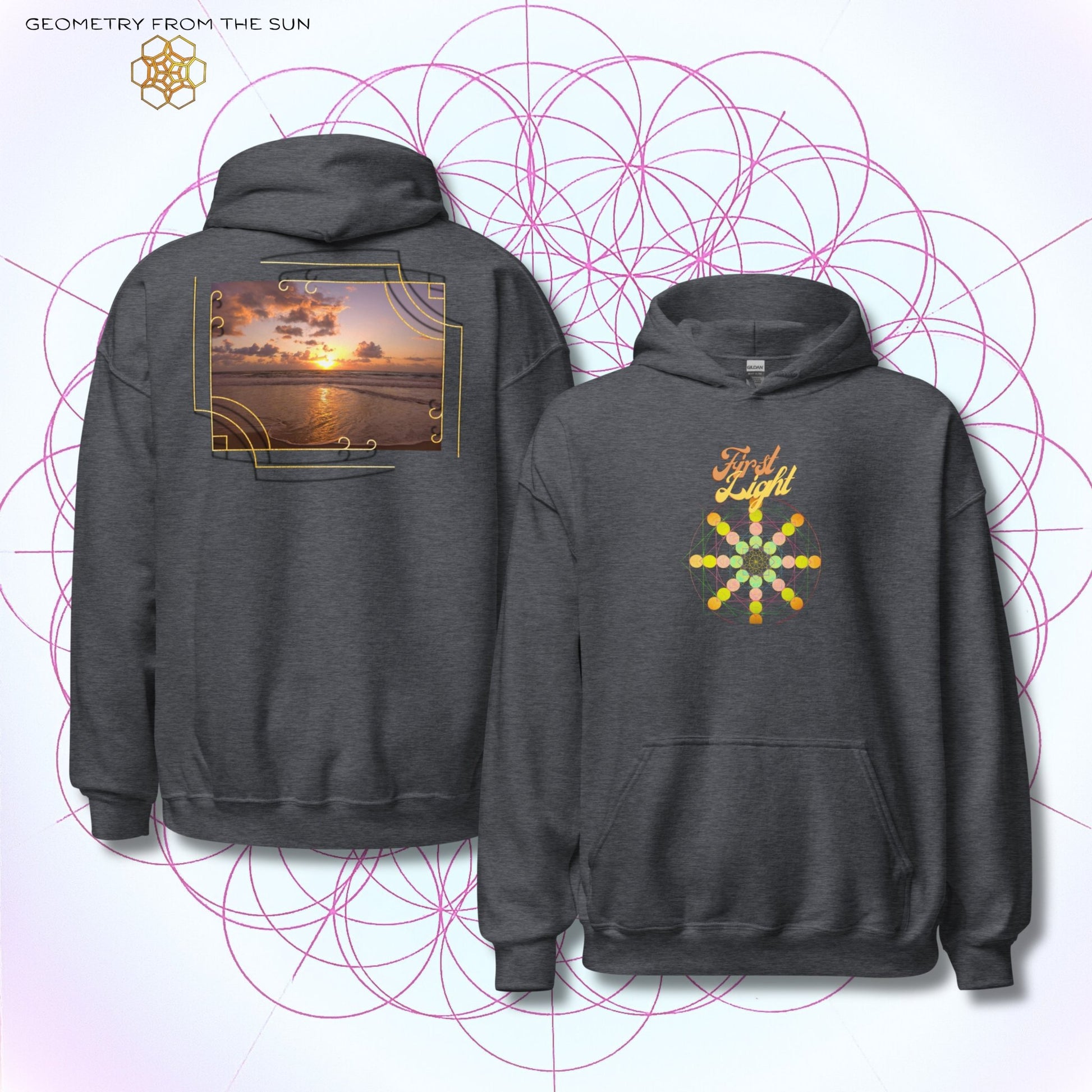 Golden Haze Sunrise Hoodie - FIRST LIGHT - Geometry From The Sun