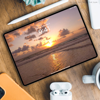 Golden Haze Sunrise Wallpapers – 17 Device Sizes (iPhone, Samsung, Pixel, iPad, Desktop, 4K) - Geometry From The Sun