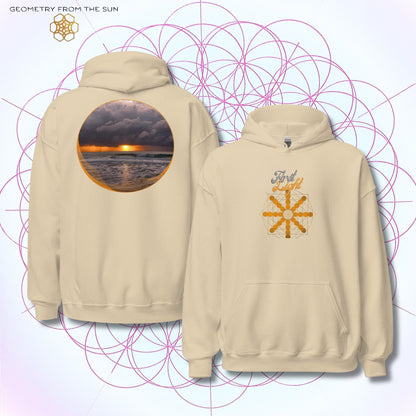 Misty Crest Sunrise Hoodie - FIRST LIGHT - Geometry From The Sun