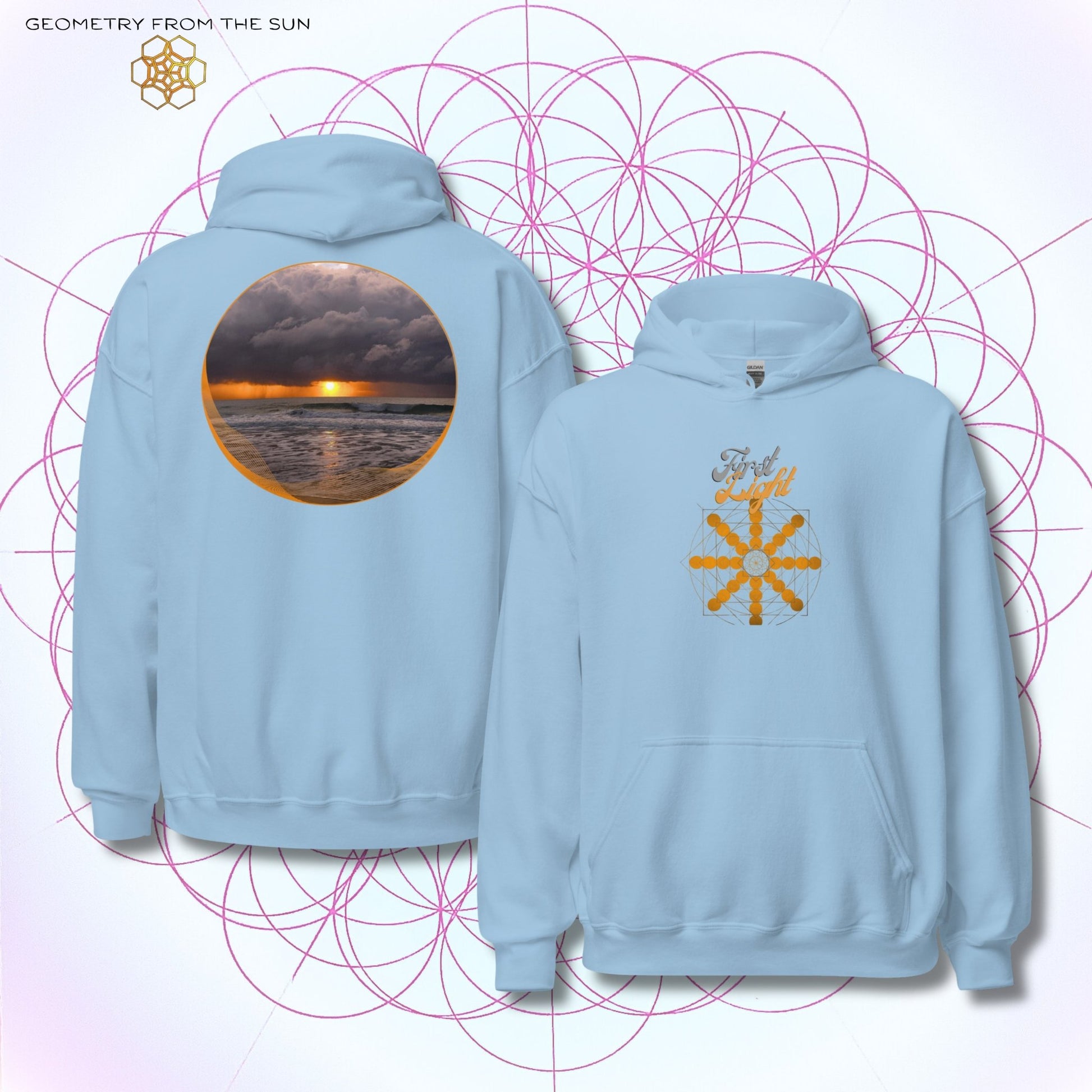 Misty Crest Sunrise Hoodie - FIRST LIGHT - Geometry From The Sun