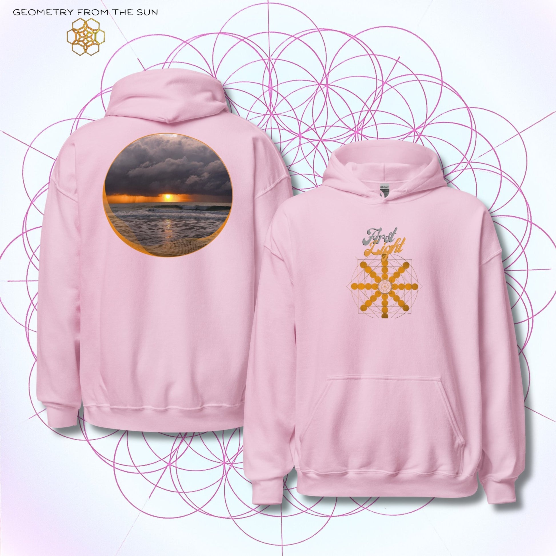 Misty Crest Sunrise Hoodie - FIRST LIGHT - Geometry From The Sun