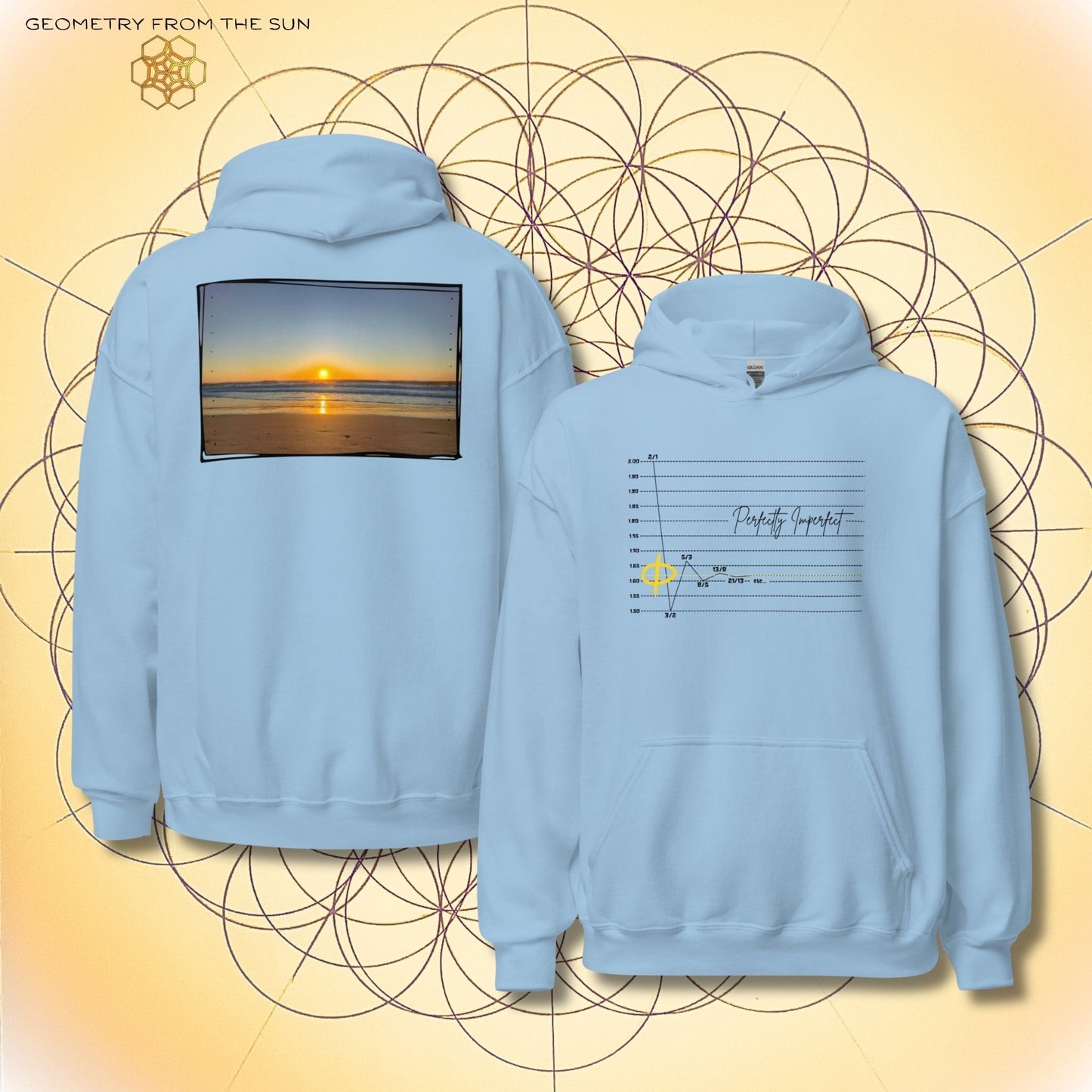 Perfectly Imperfect Sunrise Hoodie | Fibonacci x Phi - Geometry From The Sun